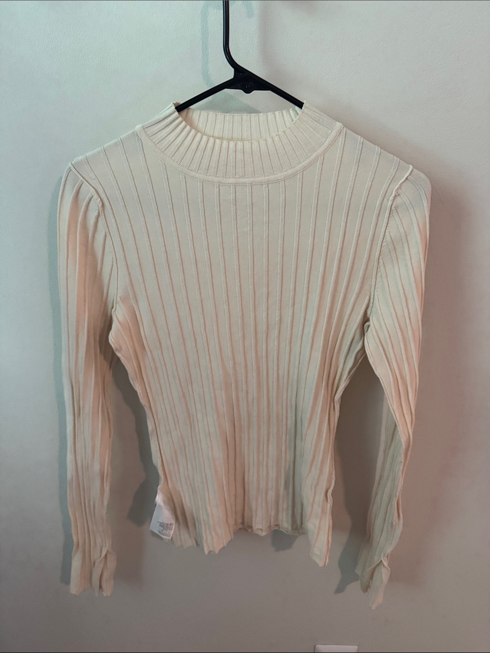 H&M Cream Ribbed Long-Sleeve Tee